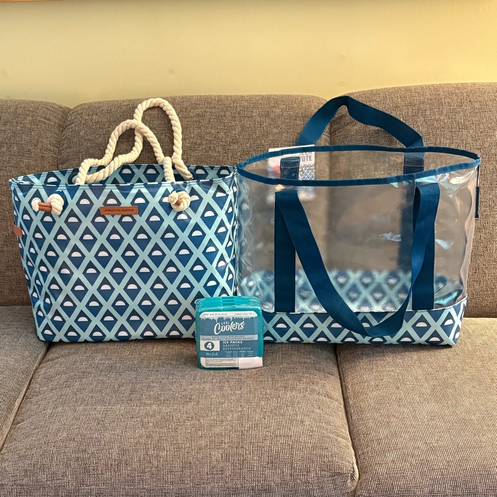 NWT Arctic Zone 2-in-1 Cooler & Dry Storage Tote & NWT Slim Ice Packs (4)